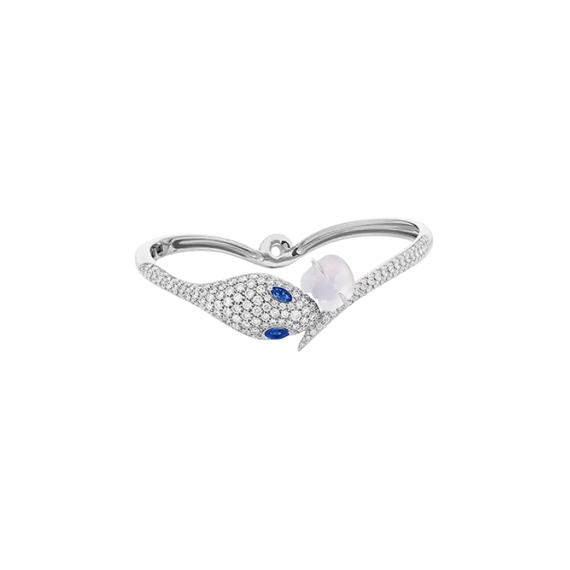 

Жесткий браслет malafemmina из белого золота 18 карат с паве из бриллиантов, горным хрусталем и глазами из синих сапфиров - dmf02brbbdimdzb DADA ARRIGONI