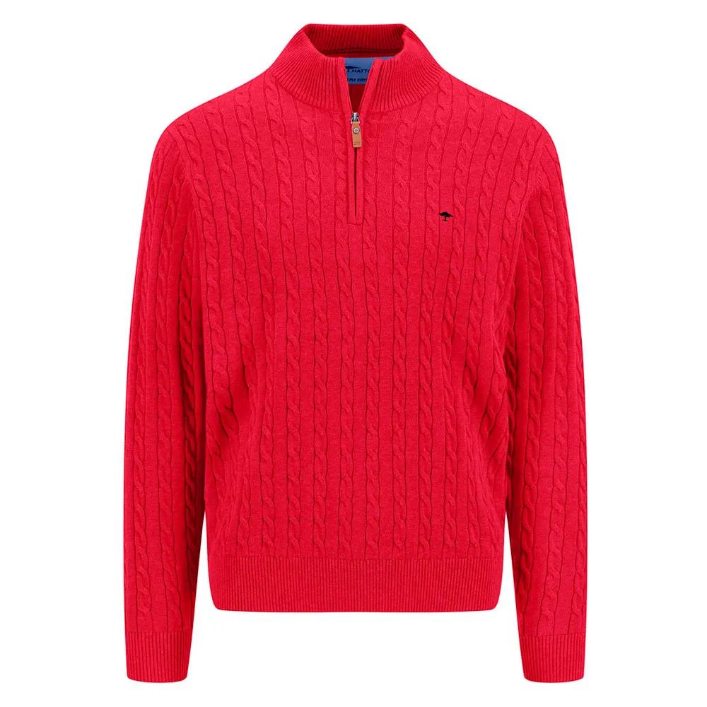

Свитер Fynch Hatton Cable half zip, красный