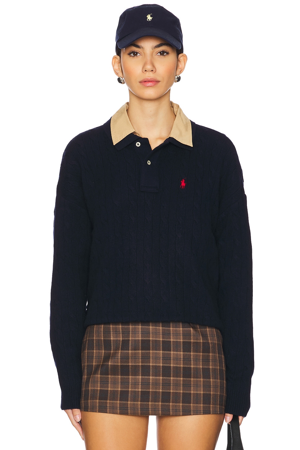

Рубашка поло из шерсти и кашемира с косами Polo Ralph Lauren, синий