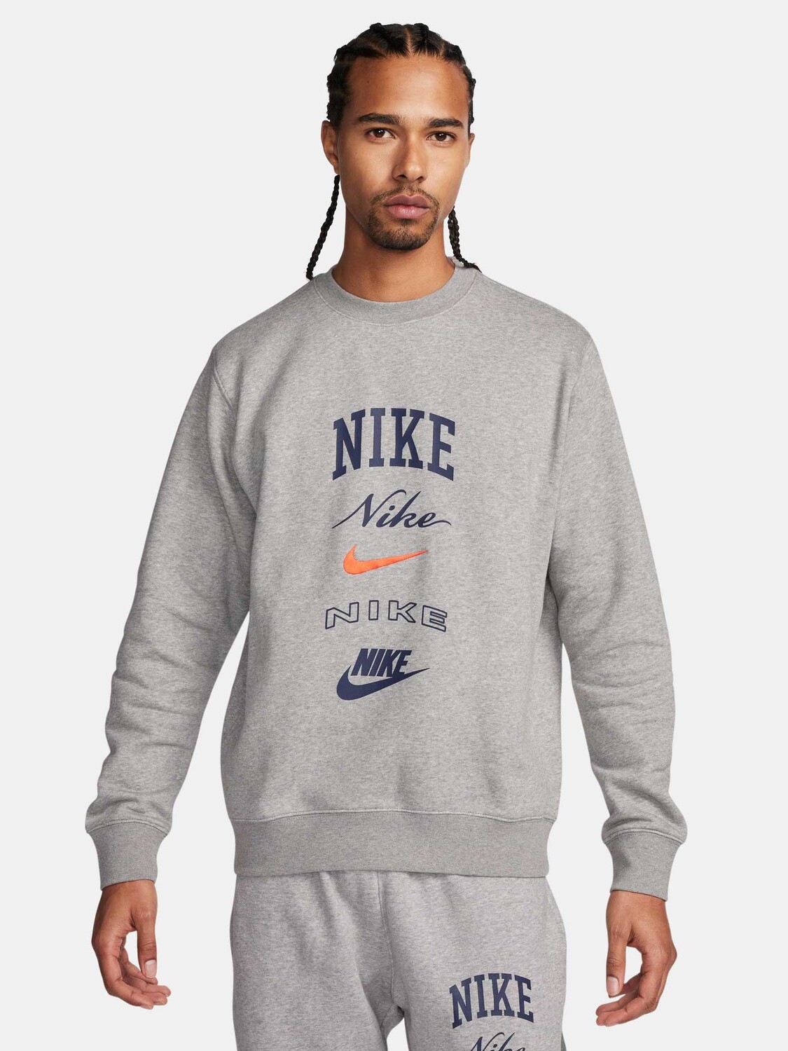 

Блуза Nike M NK CLUB BB CREW STACK GX, серый