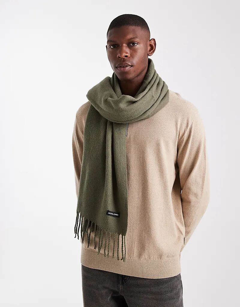 

Шарф Jack & Jones с кисточкой цвета хаки
