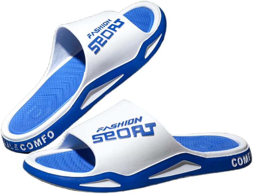 

Мужские ультра мягкие шлепанцы Hhhchpm, повседневные нескользящие тапочки, открытые туфли для дома, улицы, пляжа и душа, синий