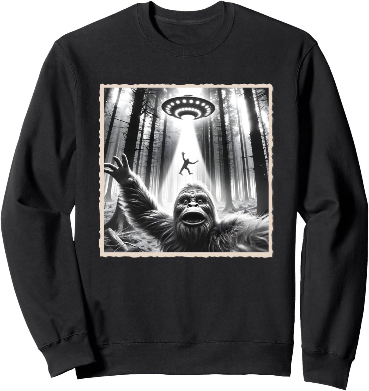 

Забавный Бигфут в НЛО, Селфи с Сасквочем и толстовка с инопланетянином Bigfoot Lover Gifts For Women, Men & Kids V8Z, черный