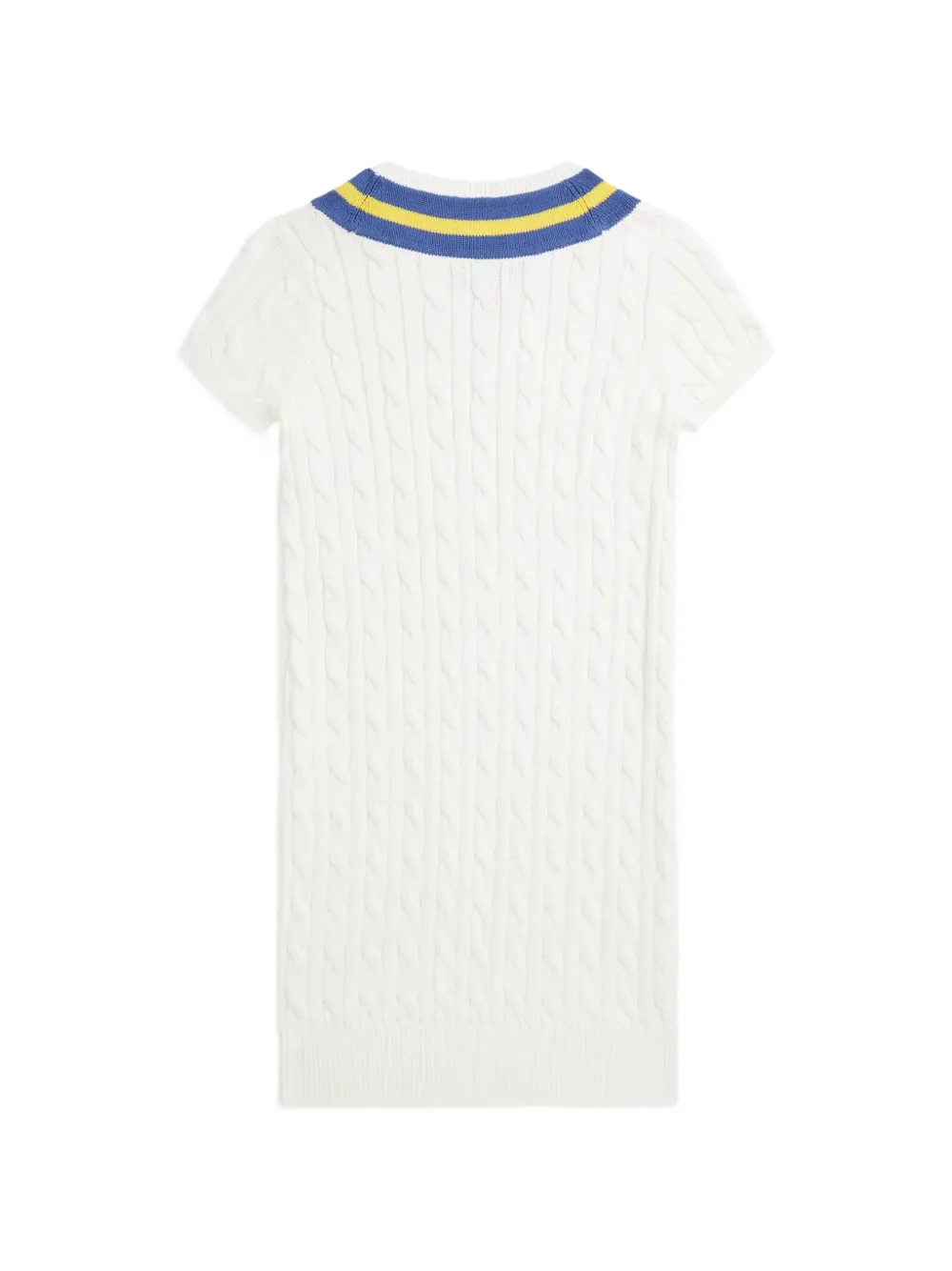 Платье фактурной вязки с V-образным вырезом POLO RALPH LAUREN KIDS, белый — фото 2
