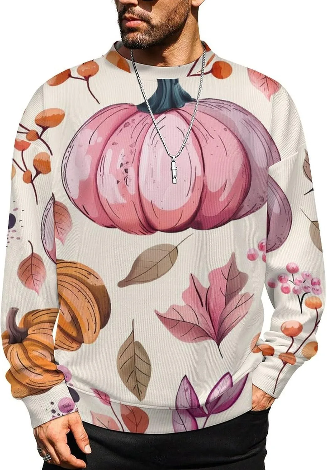 

Свитер MoBlinko для мужчин с листьями тыквы, осенний, легкий