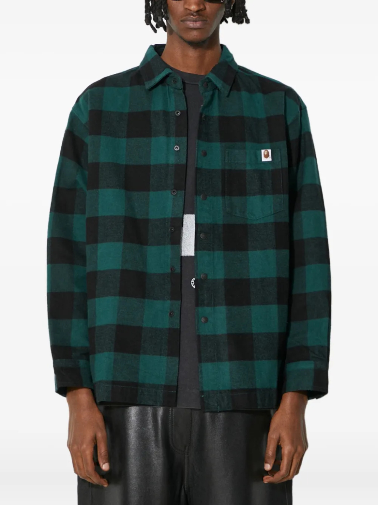 

Рубашка в клетку с логотипом BATHING APE A Bathing Ape, зеленый