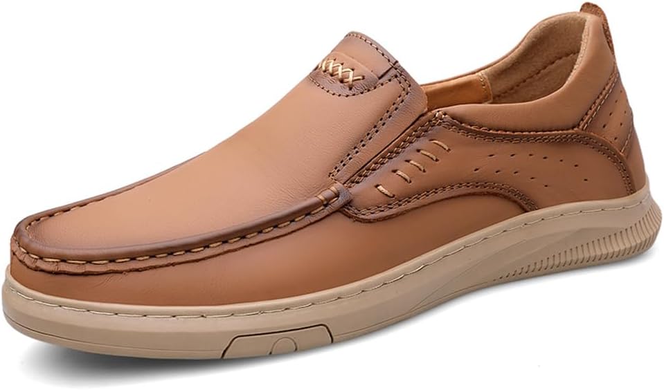 

Мужские слипоны Asifn, повседневные кожаные туфли для работы и торжеств, удобные, мягкие, легкие, для ходьбы, офиса, вождения, модные обувь, коричневый