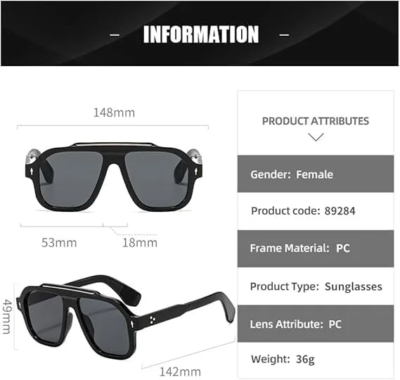 

Солнцезащитные очки для мужчин и женщин - защита UV400 - прозрачные линзы Ocean с заклепками для занятий спортом на открытом воздухе и вождения QWBSER, Tyj-2