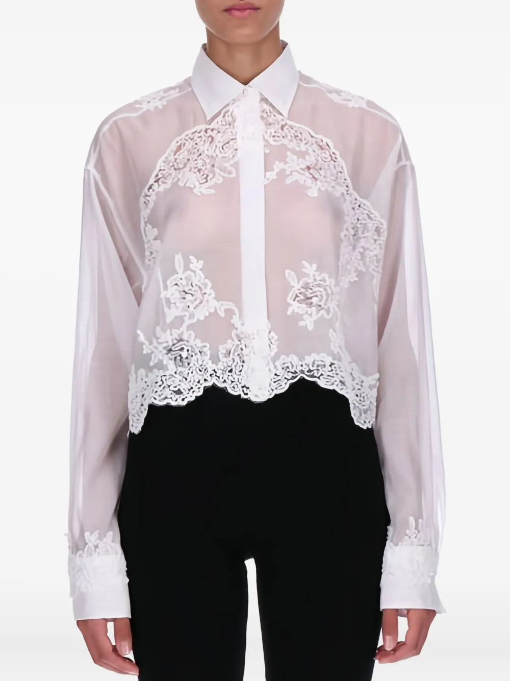 

Рубашка, украшенная кружевом Ermanno Scervino, белый