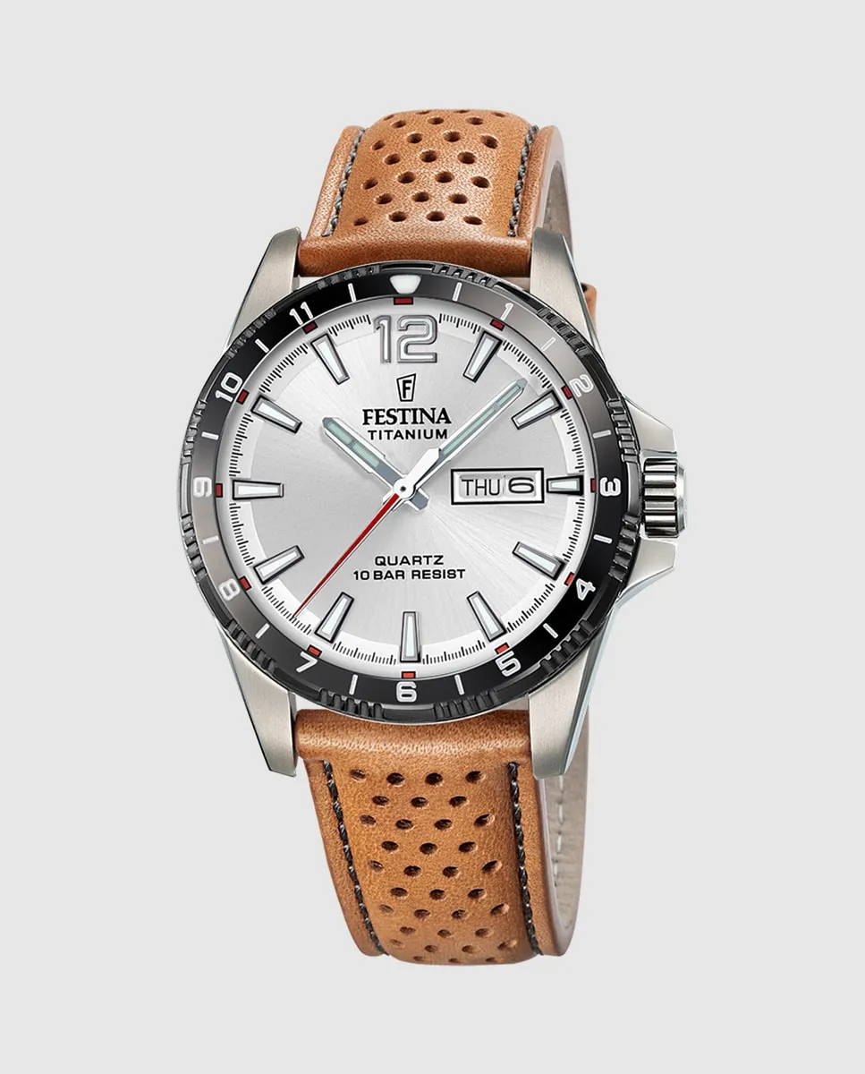

F20699/1 Мужские часы из коричневой титановой кожи Festina, коричневый