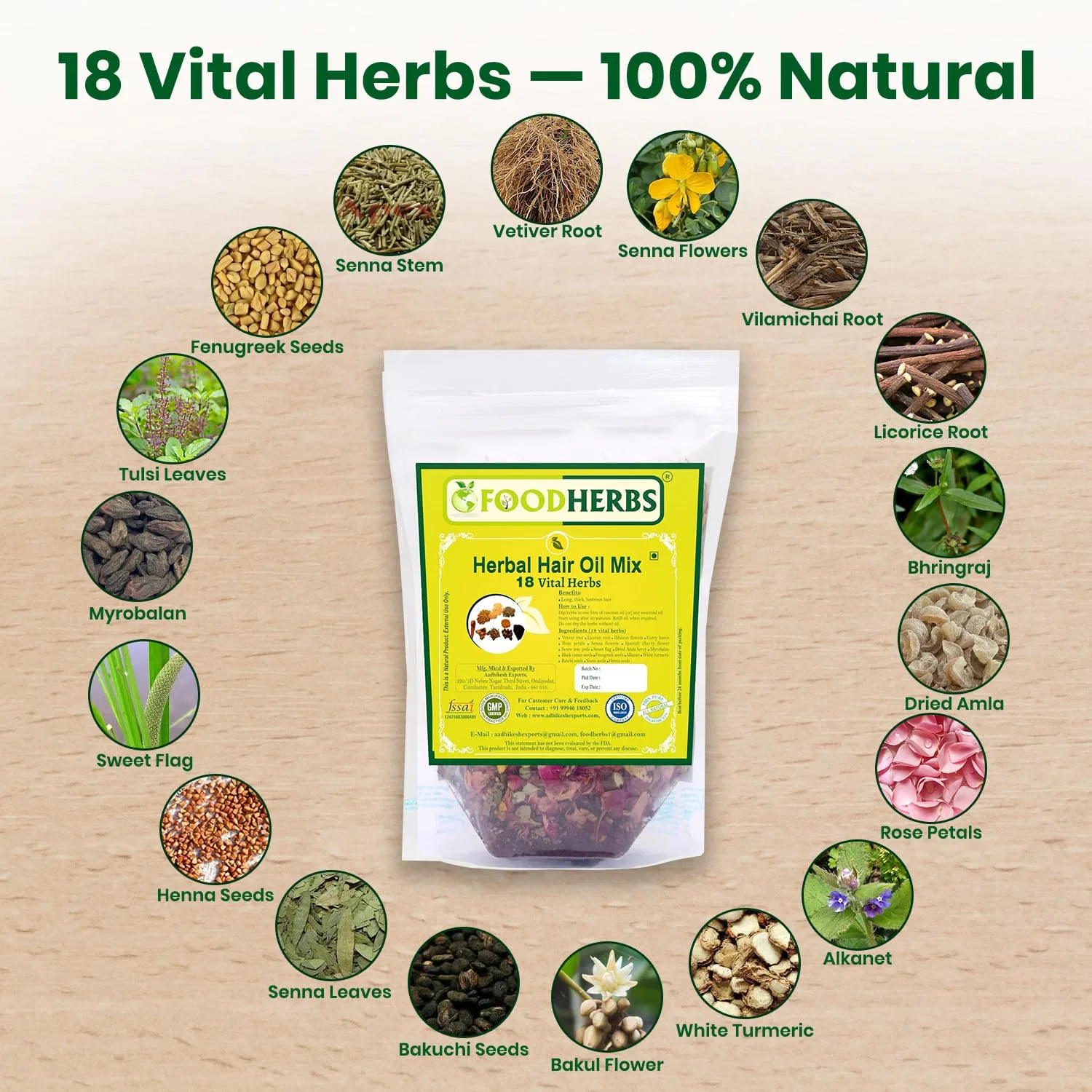 Смесь трав для масла для волос Foodherbs Herbal Hair Oil Mix Foodherbs — фото 3