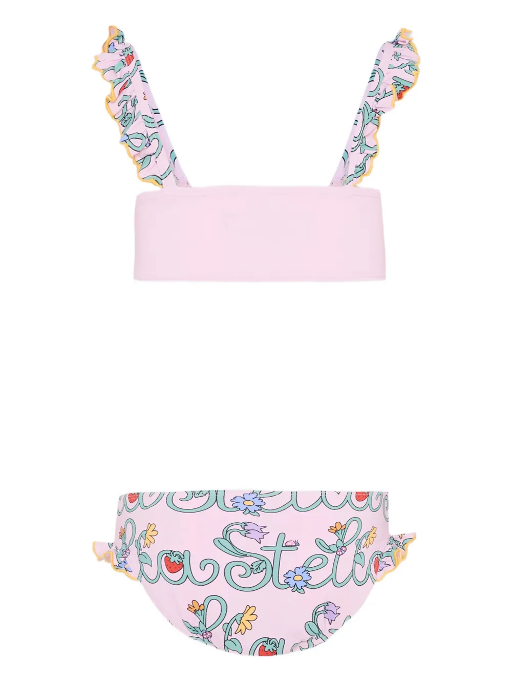 Бикини с цветочным принтом и оборками Stella Mccartney Kids, розовый — фото 2