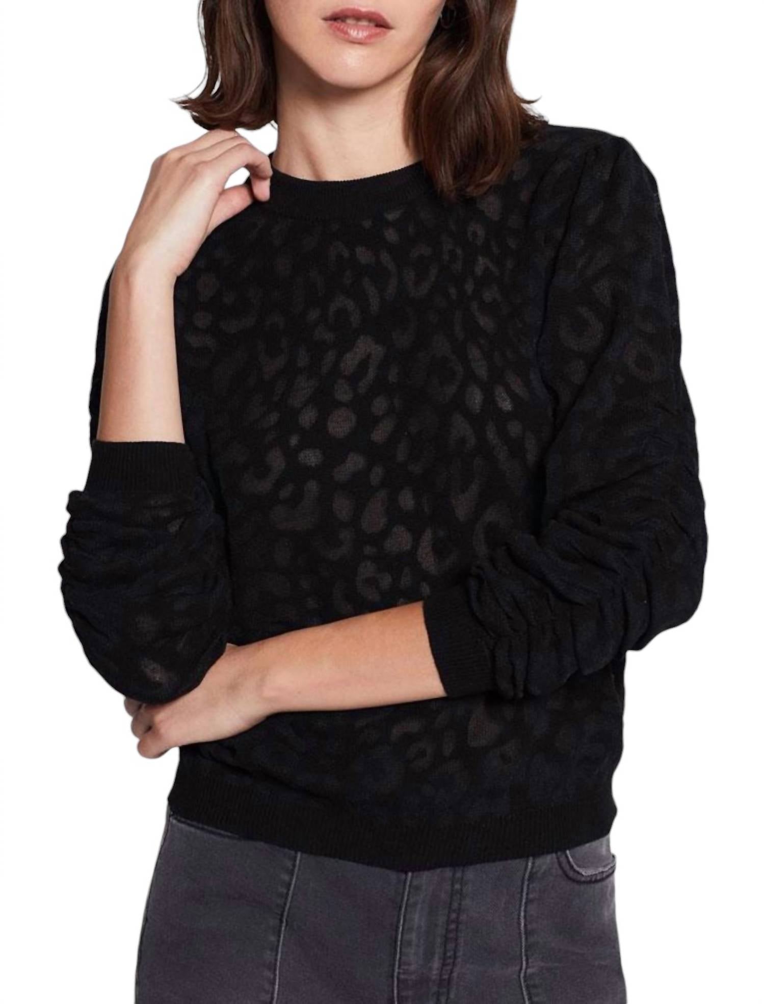 

Свитер Itana Leopard Burnout Caviar Knit черного цвета Joie