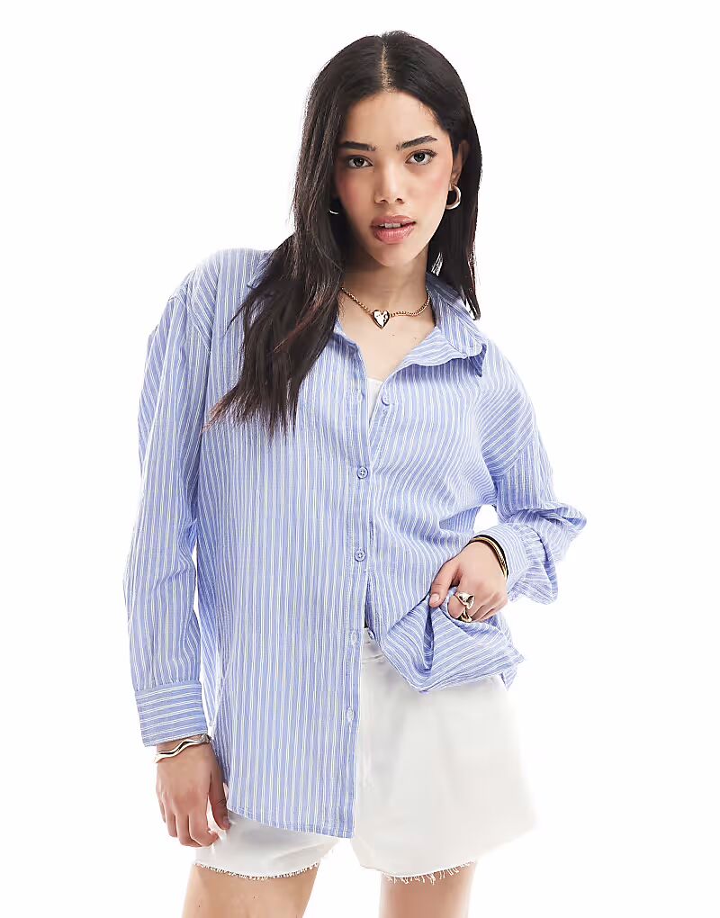 

Рубашка с длинными рукавами Cotton On в полосатую текстуру Cotton:On