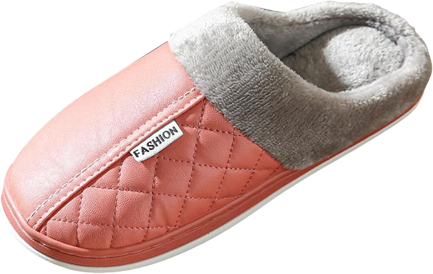 

Тапочки для женщин и мужчин зима плюш теплые с закрытым носком хлопковые тапочки повседневные на плоской подошве легкие с резиновой подошвой зимняя обувь для дома, для улицы и дома Generic, розовый