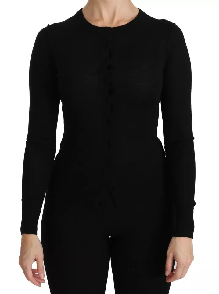 

Черный топ из натуральной шерсти с длинными рукавами, блузка, топ Dolce & Gabbana