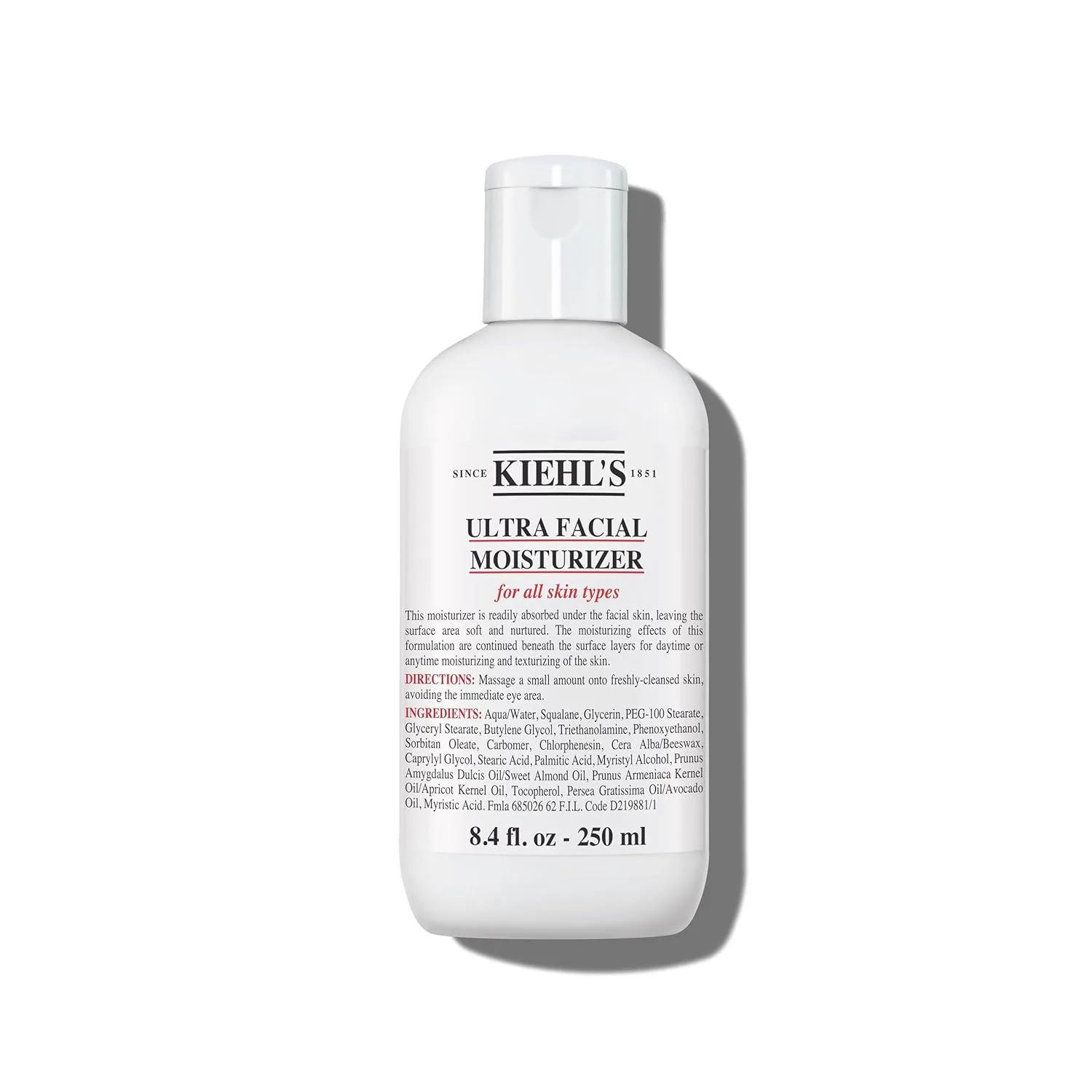 Крем для лица Kiehl's — Ultra Facial Moisturizer для ежедневного увлажнения с скваланом и глицерином, 248 мл