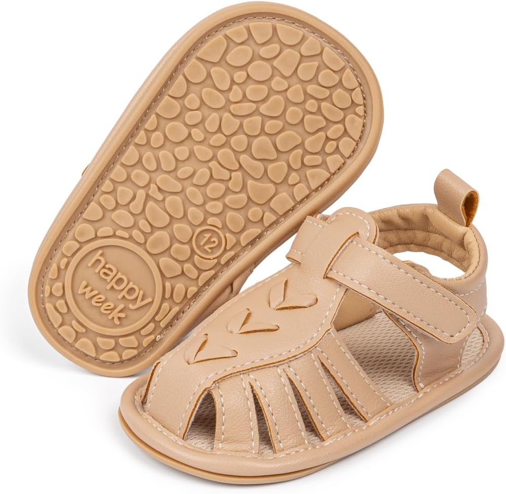 

Сандалии Meckior для малышей, мальчиков и девочек, новорожденные, с нескользящей мягкой резиновой подошвой, открытым носком, для улицы, повседневные летние шаги, D05/Apricot