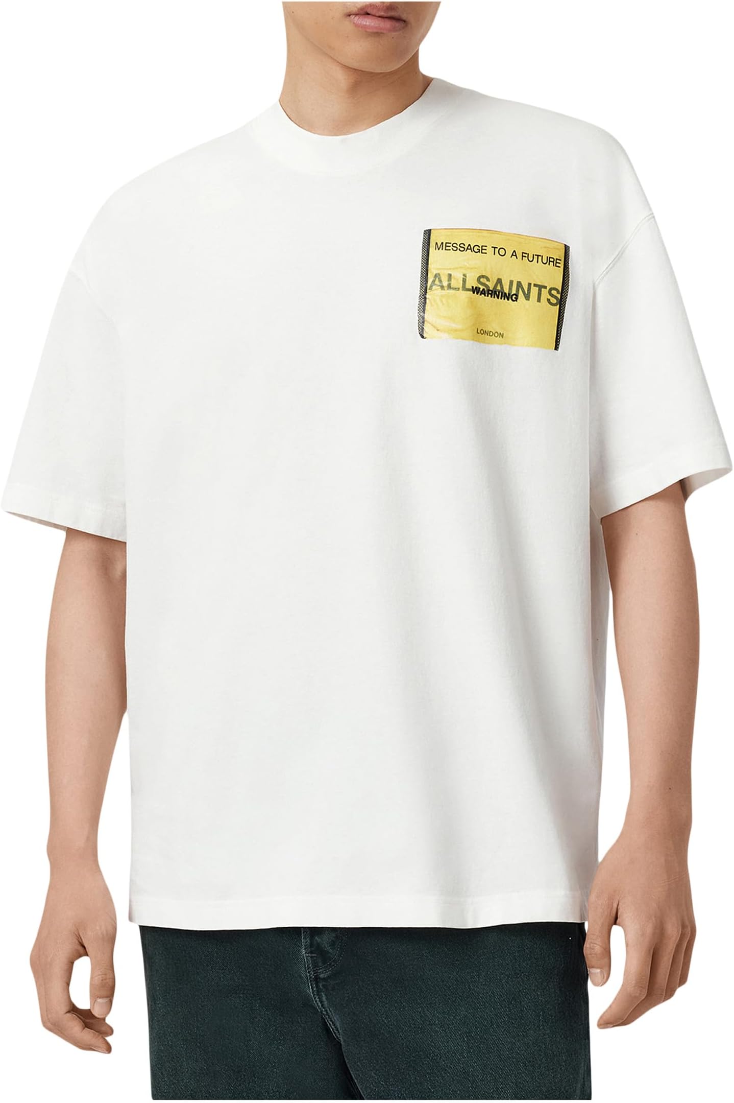 

Футболка AllSaints Violation Short Sleeve Crew, цвет Chalk White