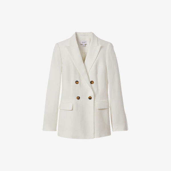 

Двубортный блейзер lori из смесовой ткани Reiss, белый