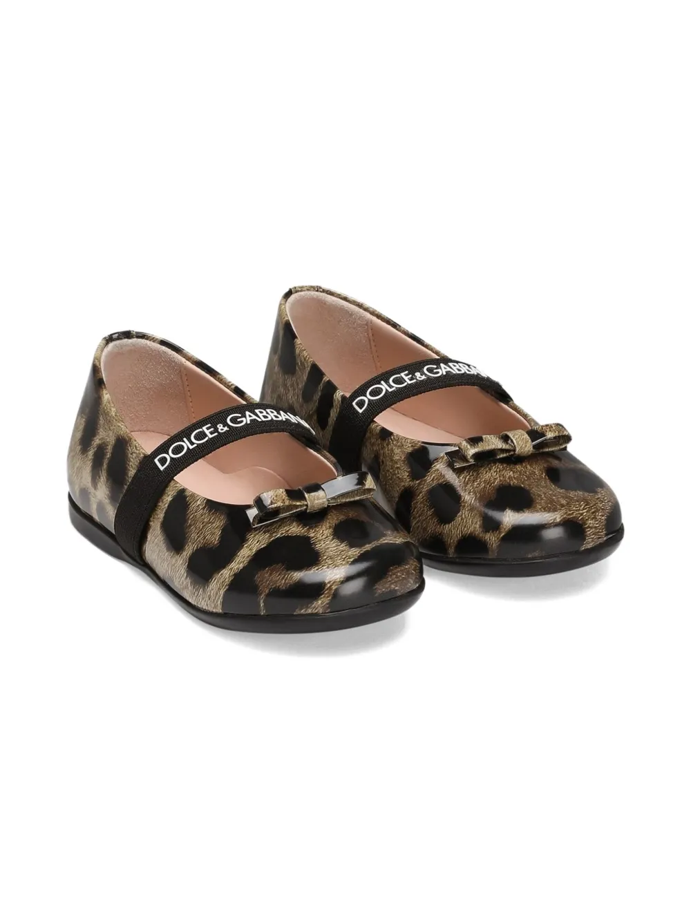 

Балетки с бантом и леопардовым принтом Dolce & Gabbana Kids, коричневый