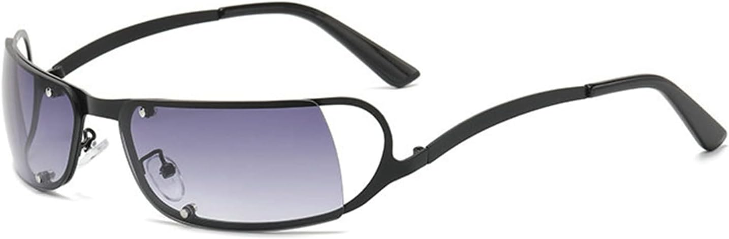 

Модные солнцезащитные очки Helena Trendy Rimless Y2K для женщин и мужчин, солнцезащитные очки с зеркальным покрытием и обтекаемой формой, стильные солнцезащитные очки, Black