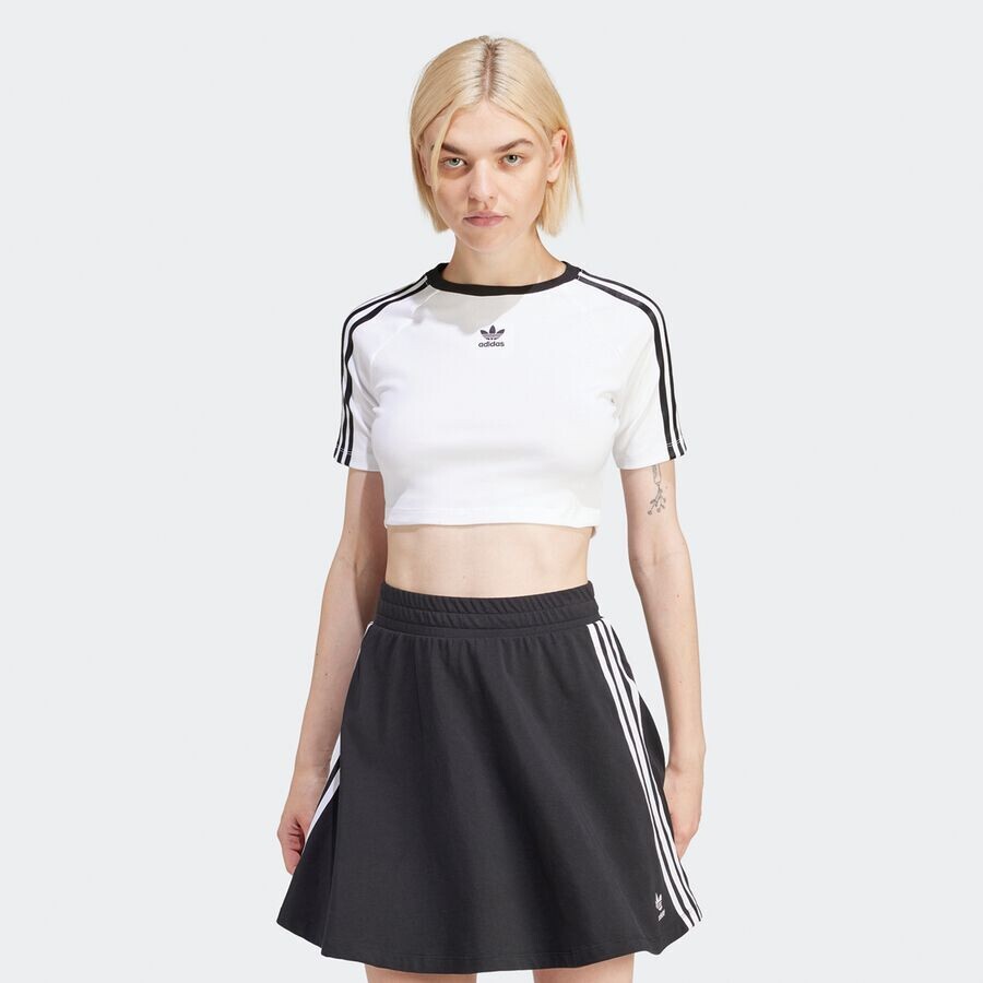 

Укороченная футболка с 3 полосками adicolor adidas Originals, цвет white