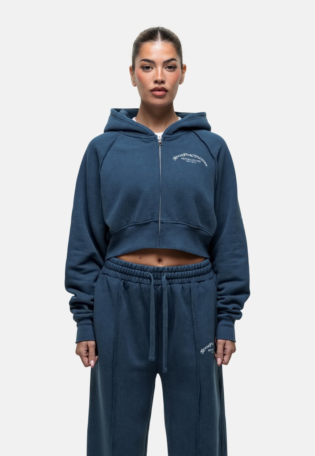 

Толстовка на молнии RAW SEAM CROPPED HOODIE Good For Nothing, синий