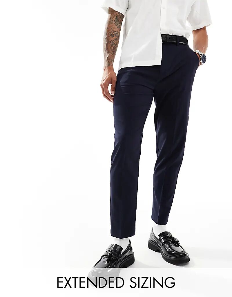 

ASOS DESIGN элегантные зауженные брюки темно-синего цвета