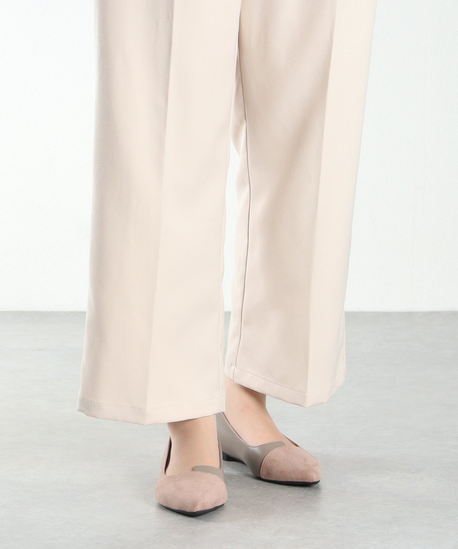 Переключаемые плоские Туфли с заостренным концом 1182 Libertydoll, Gray beige suede PU — фото 3