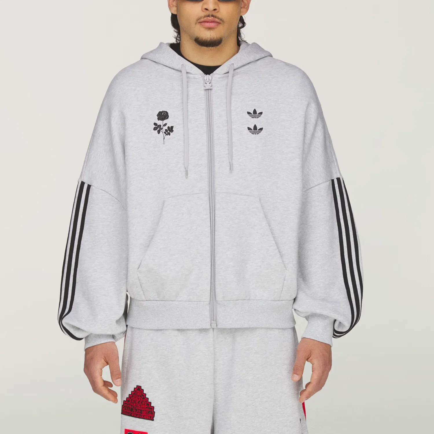 Толстовка Adidas Originals x Willy Chavarria Full Zip Logo, светло-серый меланж
