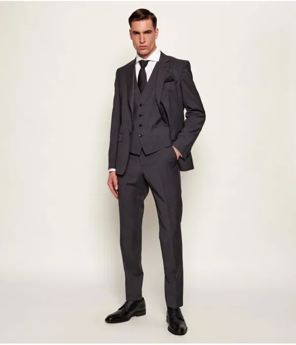 Шерстяные брюки H-Genius-MM-251 slim fit Boss, графитовый — фото 2