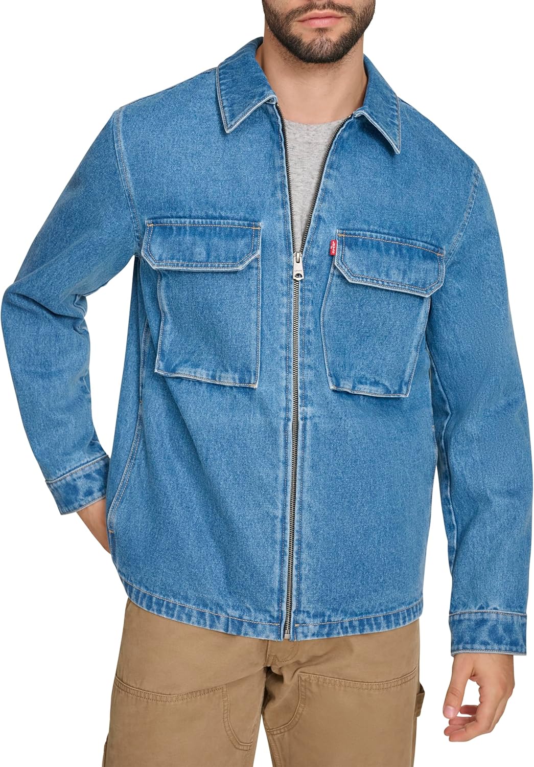 

Мужская рабочая куртка Levi's с двумя нагрудными карманами, Medium Wash Denim
