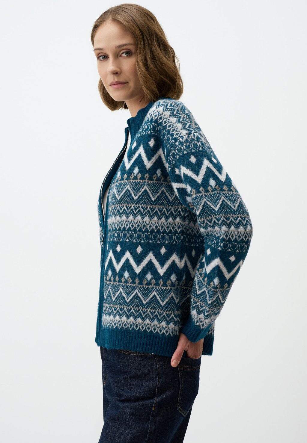 

Кардиган LONG SLEEVE ZIPPERED PATTERNED Jimmy Key, синий