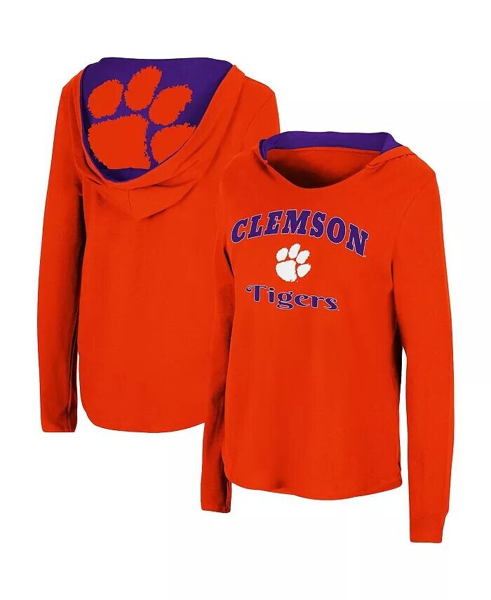 

Женская оранжевая футболка с длинным рукавом и худи Clemson Tigers Catalina Colosseum