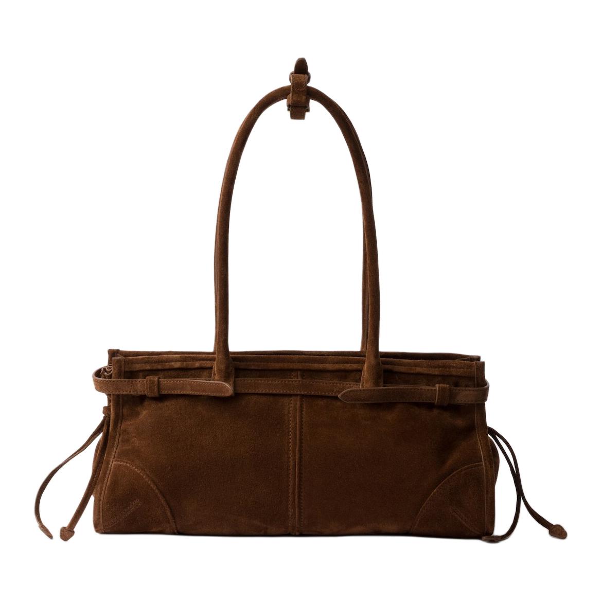 PRADA Сумка через плечо Bonnie Suede Cow Leather Medium для женщин Cocoa Brown — фото 3