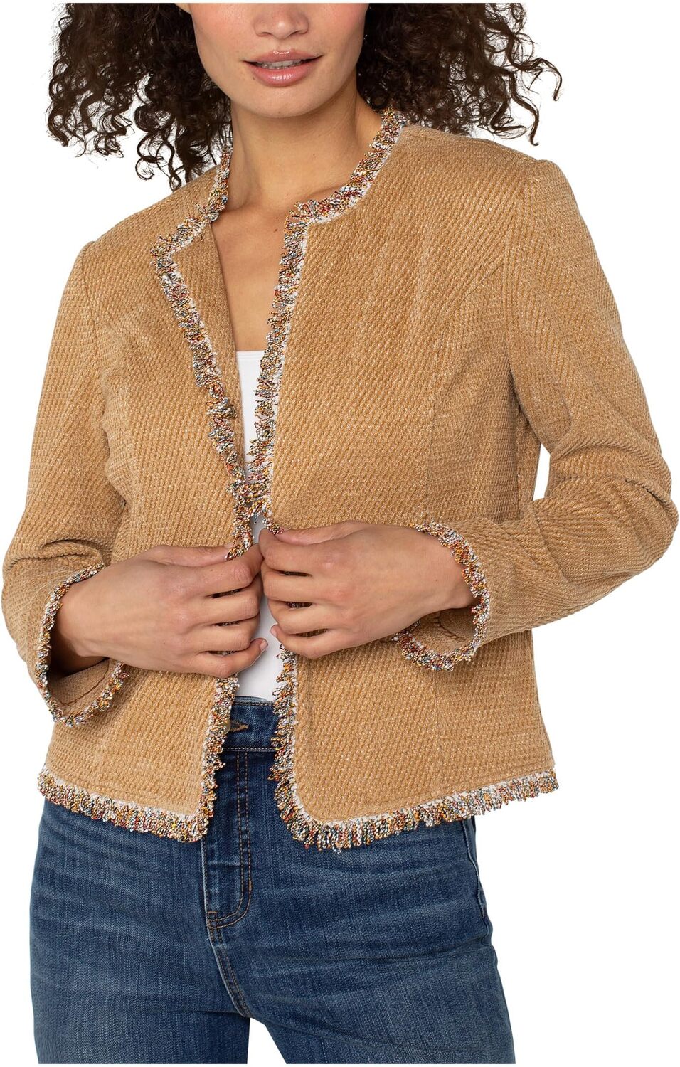 

Куртка Liverpool Los Angeles Collarless Jacket With Frayed Edges, цвет Honey