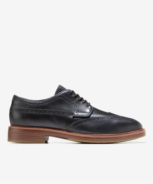 Мужские оксфорды wingtip со швом storm welt и FlexCraft Cole Haan синие