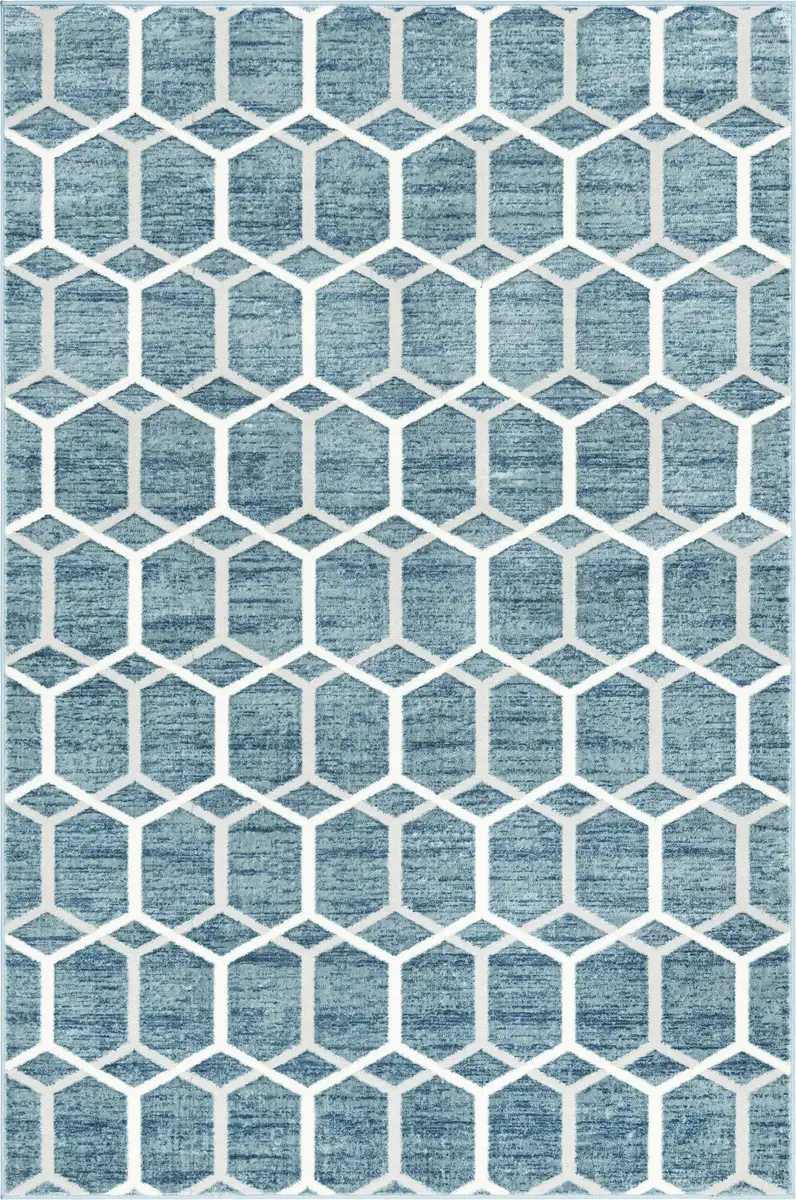 

Myflair Мебель и аксессуары Ковер "Titan Trellis", прямоугольный, короткий ворс, тканый, современный геометрический дизайн Myflair Möbel & Accessoires 183х274 см, синий/слоновая кость