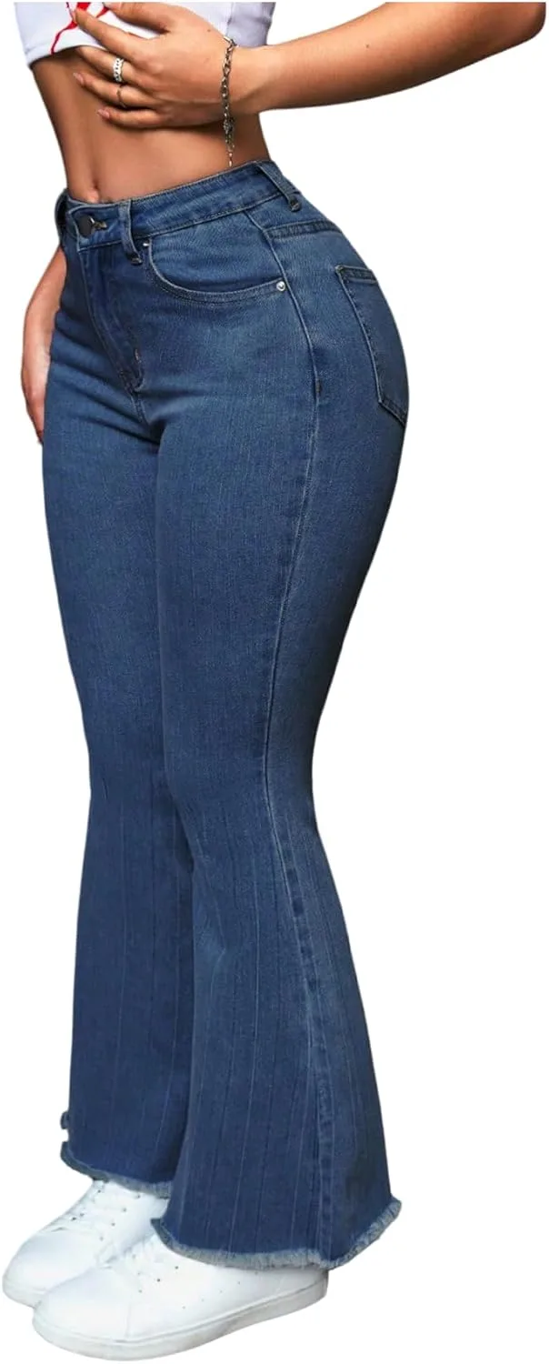 

Женские джинсы WDIRARA с высокой талией и расклешенным силуэтом