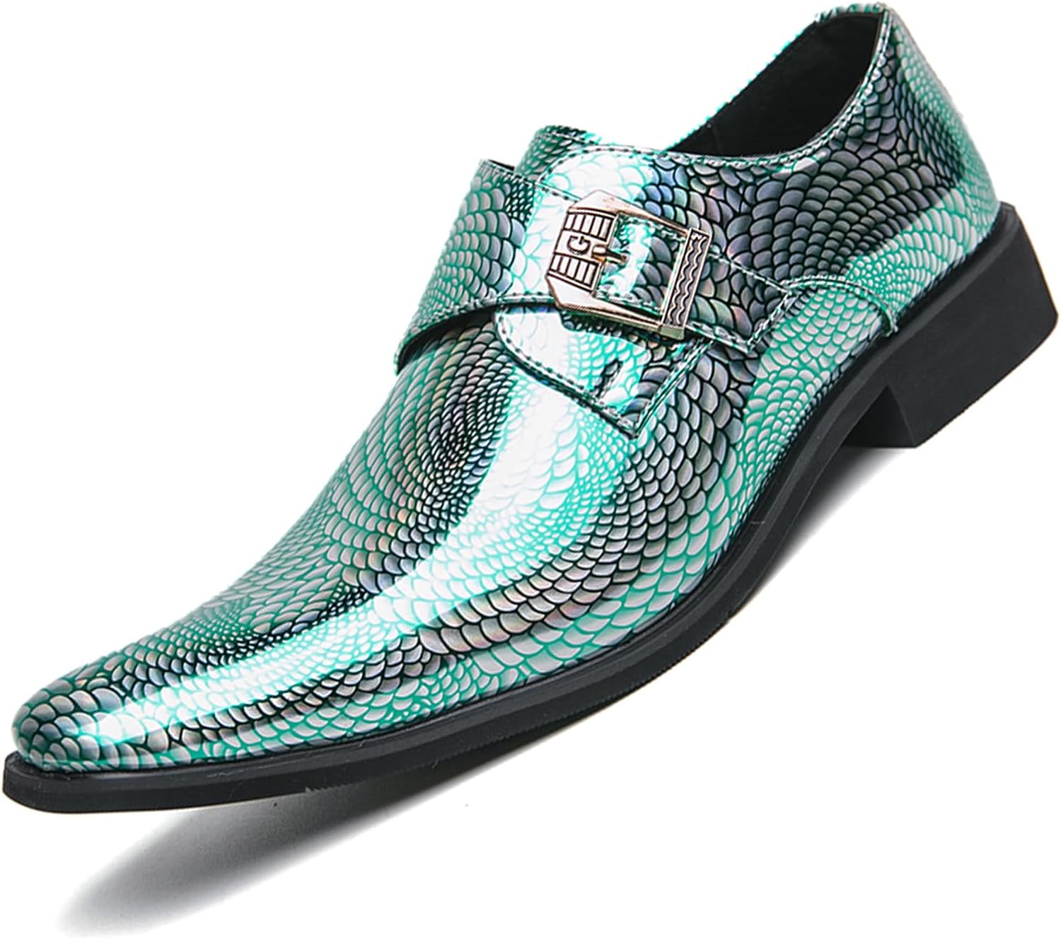 

Мужские Ботинки Челси с Пряжкой, Кожаные с Заостренным Носком, Без Шнуровки, Ретро Низкие, Модные Бальные, Вестерн-Ковбойские Нарядные Ботинки Lossarye, зеленый