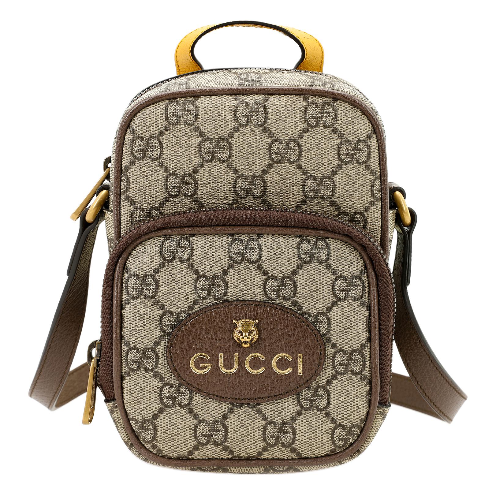 GUCCI Унисекс мини-сумка через плечо из телячьей кожи с нео-винтажным принтом — фото 2
