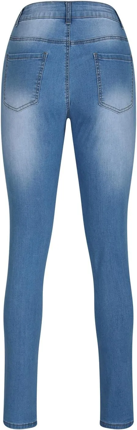 Рваные скинни джинсы для женщин High Waisted Stretchy Slim Fit — фото 2