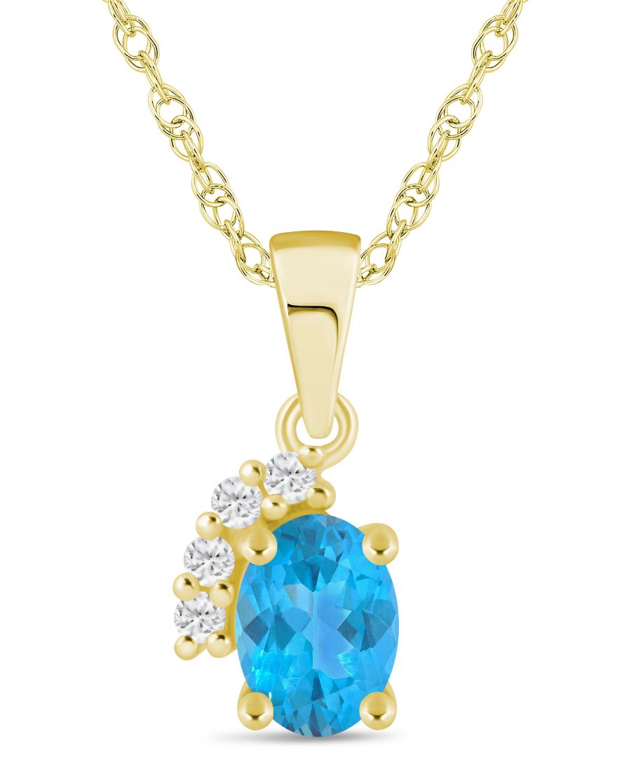 

Подвеска-колье с драгоценными камнями и бриллиантами (общий вес 1/20 карата) из белого золота 10 карат (также доступно в желтом золоте 10 карат) Macy's, Blue Topaz White Gold