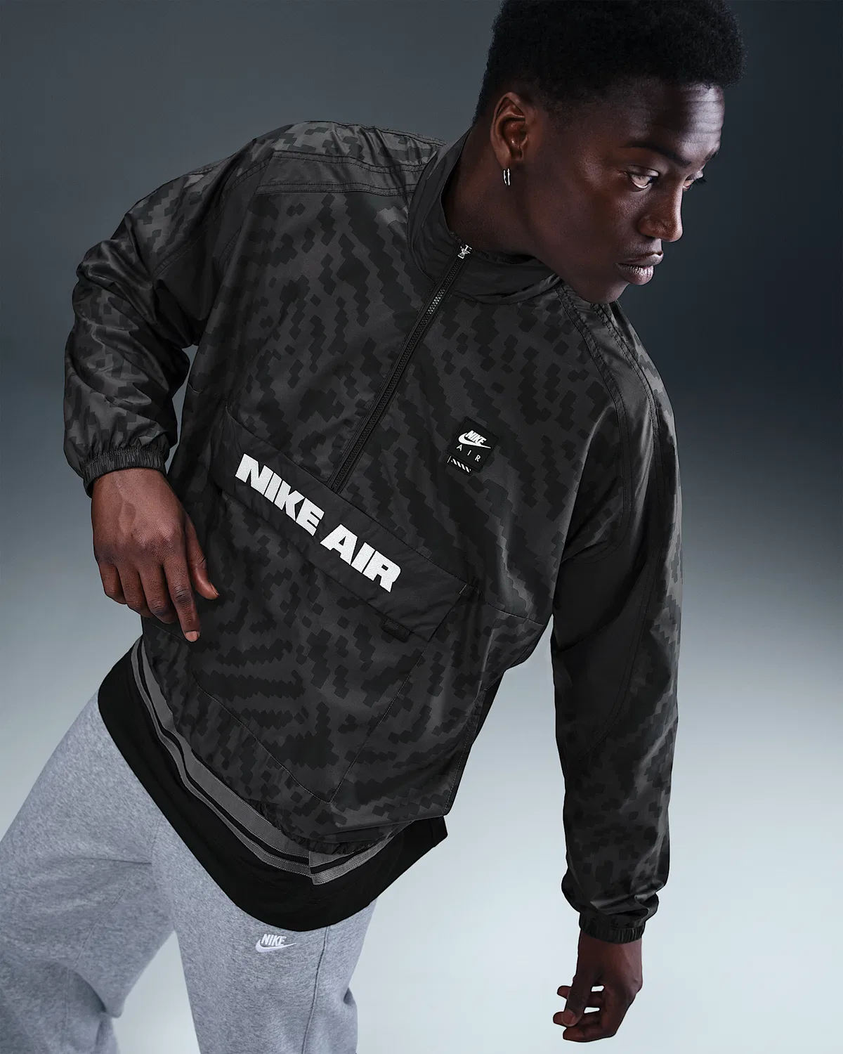 Мужская куртка Nike Air с полузастежкой, Anthracite/Black/Black — фото 3