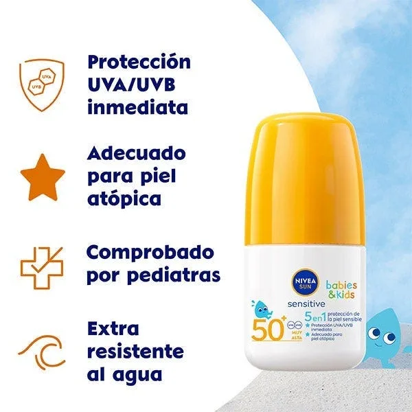Шариковый солнцезащитный крем SPF 50+ NIVEA Sensitive Babies & Kids 50 мл — фото 2