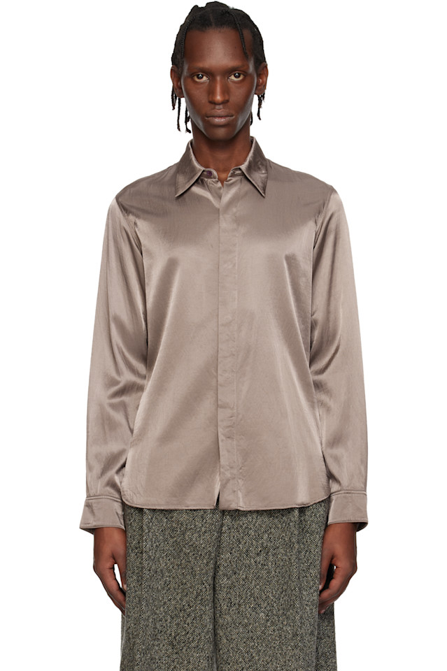 

Dries Van Noten Атласная рубашка бежевого цвета