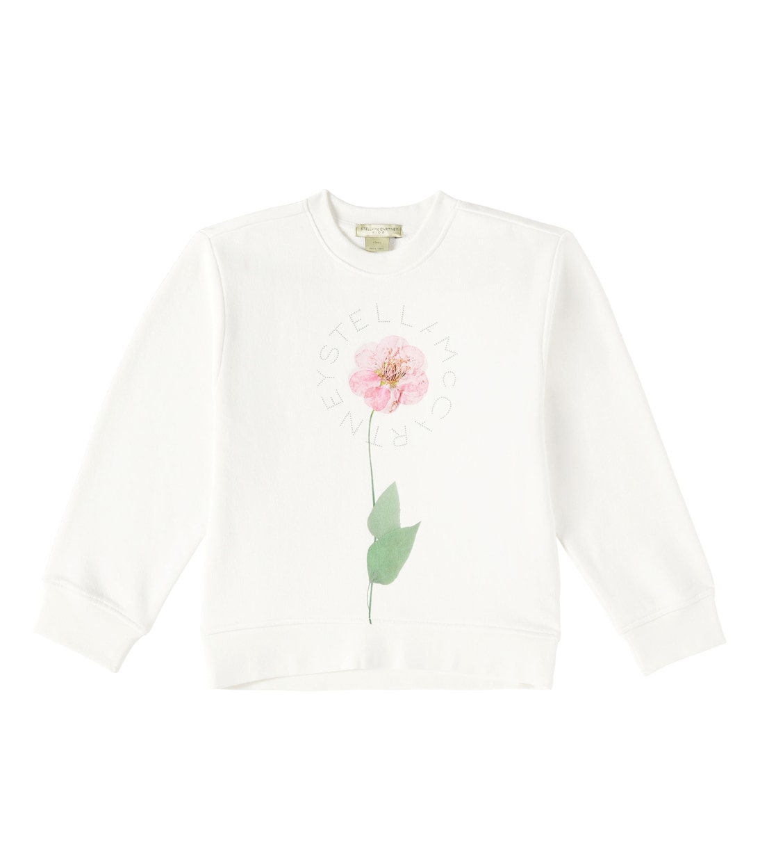 

Толстовка из хлопкового джерси с цветочным принтом Stella McCartney Kids, слоновая кость