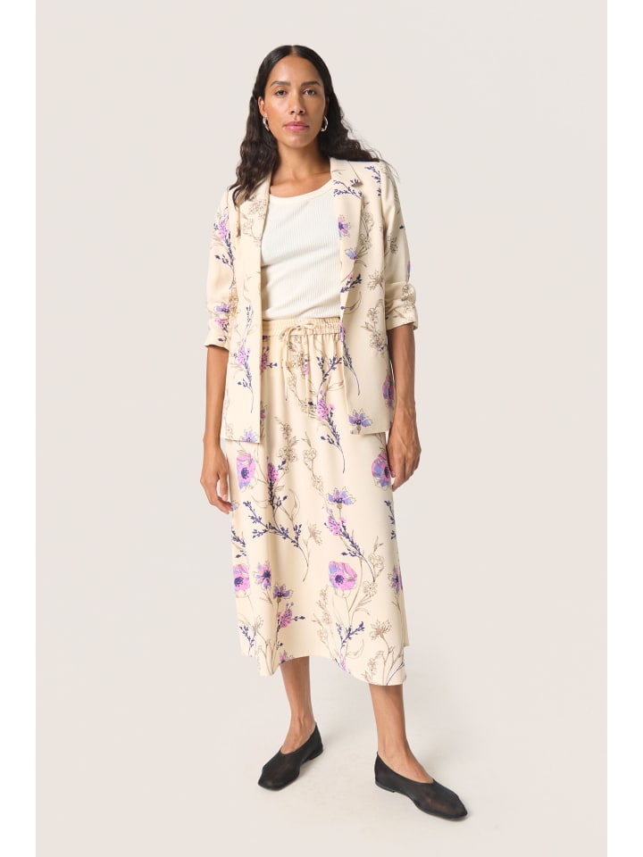 

Soaked in Luxury Блейзер SLShirley, повседневный крой, цвет Whitecap Gray с цветочным принтом