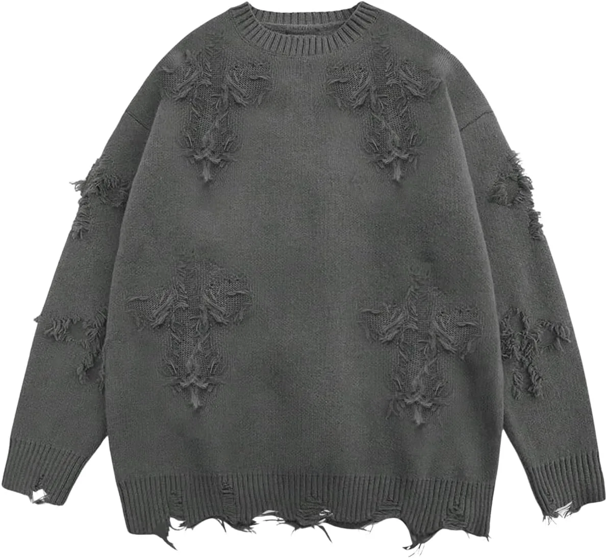 

Мужской готический свитер в стиле гранж с потертостями BEAUDRM